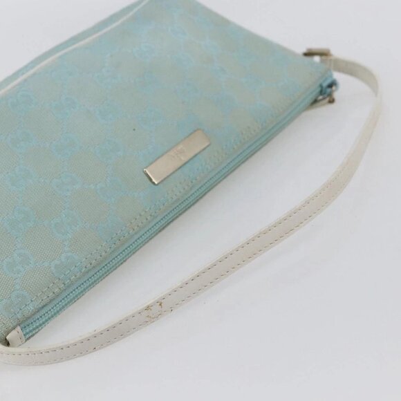 GUCCI GG Canvas Accessory Pouch Light Blue White Auth ki6051 - Picture 8 of 16